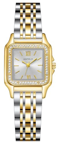 CIVO Orologio da Donna Oro Argento: Rettangolare Orologi da Polso Acciaio Inossidabile Cinturino - Orologio Analogico Quarzo Regalo