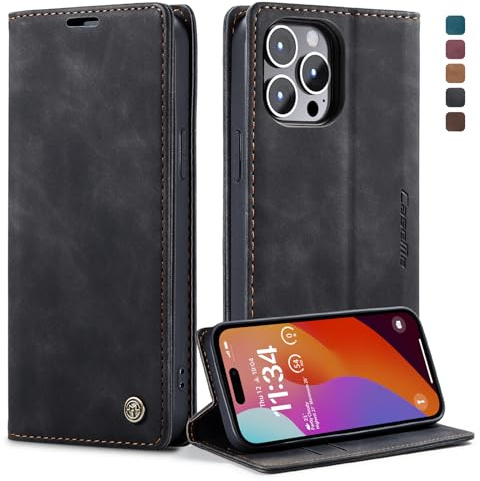 Monweicz Cover Compatibile con IPhone 15 Pro, Custodia Portafoglio con Slot per Scheda, Protezione Completa Premium in Pelle PU, Flip Libro Magnetica IPhone 15 Pro, Nero