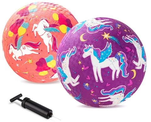 INPODAK 2 Paquets de Ballons de Jeux 8.5 Pounces Licorne Kickball Dodgeball Set Kickball Dodgeball Set Jeu de Jardin d'intérieur et d'extérieur pour Les Enfants âgés de 3 à 8 Ans