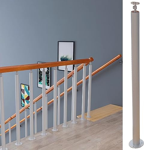 Balaustre de barandilla de escalera para interiores y exteriores, color blanco, con conector IL, columna redonda de barandilla de 75 cm para terraza, ático y escaleras