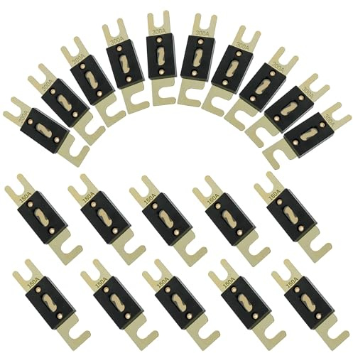 Dekeliy ANL Fuse,10Pcs 150 Amp Fuses & 10Pcs 300 Amp Fuses,Inline Blade Fuse with Gold Plated Terminals,Car Fuse Compatible with12V/24V DC Circuit Protection for Car Audio,Solar System, Boat,Truck