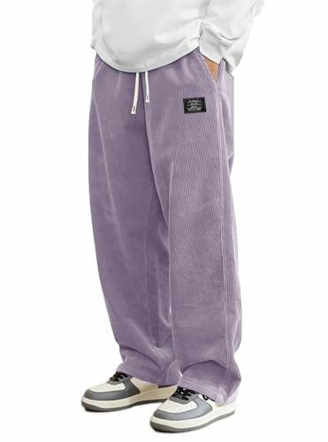 Pantalones de pana para hombre, pantalones de chándal holgados, de algodón, vintage, para el tiempo libre, largos, modernos, deportivos, cintura elástica, pantalones de algodón con bolsillos