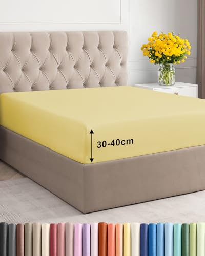 Spannbettlaken 80x200 - Mikrofaser Spannbetttuch 40cm (16) tief - Gelb