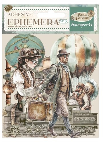 Stamperia - Ephemera for Scrapbooking, Albums, Card Making, Bullet Journalling and More, Adhesive Paper Cut Outs, Easy to Apply, Perfect for Hobbies, Crafts, and Gifting (Voyages Fantastiques)