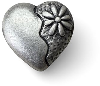 10er Set Metallknöpfe Herz 17mm Trachtenknopf Blüte silberfarben Ösenknöpfe