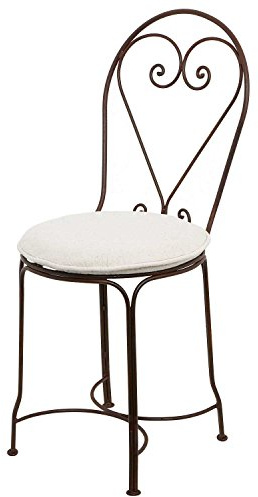 Casa Moro Mediterraner Eisenstuhl Halim in edelrost-braun handgeschmiedet Garten-Stuhl aus Marokko, Vintage Stuhl in Antik-Optik für Garten Küche Terrasse MO4103