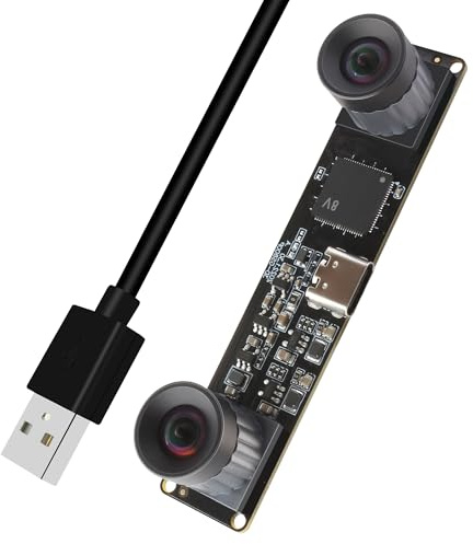 ELP High Speed ​​210fps USB Kamera mit Global Shutter 800P Synchronisierung Dual Lens Monochrome S/W Kamera Plug and Play für 3D Druck PC Lightburn QR Code Scannen VR und Gesichtserkennung