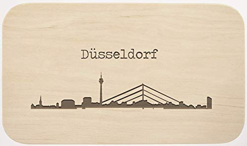 LIEBTASTISCH Frühstücksbrettchen Holz mit Gravur - Düsseldorf Motiv Vesperbrett Holzbrettchen - Schneidebrett Jausenbrett - Brettchen für Brotzeit - Brotzeitbrett Geschenkidee