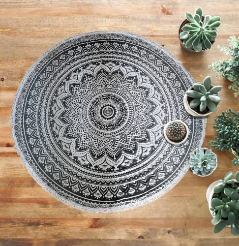 AVA Collections Yaga-Matte mit Mandala-Motiv, rund, aus Baumwolle, 183 cm