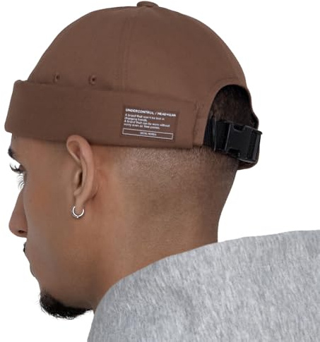 UNDERCONTROL Cappello da Pescatore Senza Visiera da Marinaio Leon con Polsini arrotolati Harbour Senza Visiera Miki Skull Docker Beanie Trawler Tactical Ring cap per Uomo e Donna (Marrone)