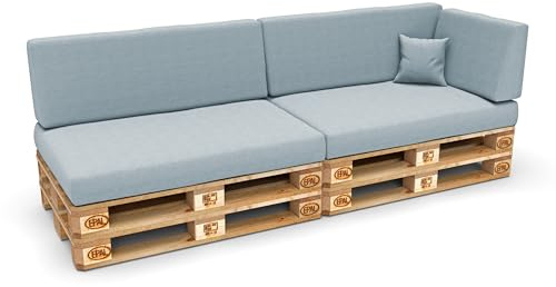 POKAR Palettenkissen Palettenauflagen mit abnehmbarem Bezug Palettenmöbel Palettensofa 6er Set: Sitzkissen 120x80 + Rückenlehne 120x40, Blau