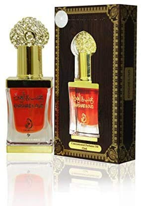 Parfüm KHSHAB & OUD 12ML von MyPerfumes Attar Arabe Oriental Musk Halal für Männer und Frauen 100% Öl ohne Alkohol Langanhaltendes Duftöl Noten: Rose, Oud, Jasmin, Leder, Patchouli, Sandelholz