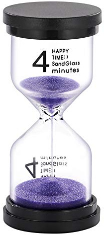 SuLiao Hourglass 4 Minute Sand Timer: Colorful Sand Watch 4 Min, Small Purple Sand Clock, Plastic Hour Glass Sandglass for Kids, Games, Classroom, Kitchen, Decoration
