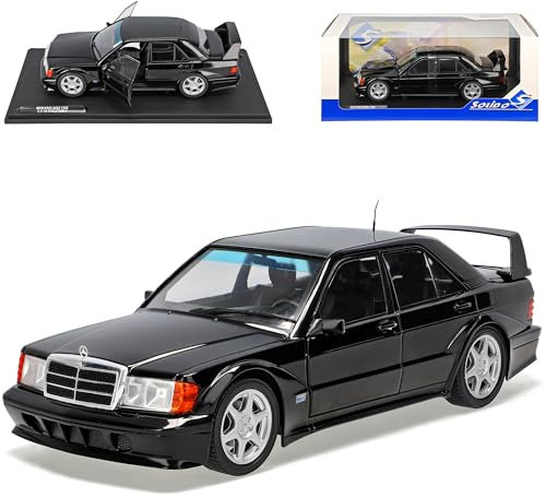 Mercedes-B C-Klasse 190E W201 2.5-16V Evolution II Schwarz 1982-1993 1/18 Solido Modell Auto mit individiuellem Wunschkennzeichen