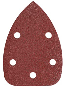 Mirka - Papel de lija delta rojo - 100x140x140 mm - 5 agujeros P80 | Papel de lija con cierre adhesivo para lijar madera metal y plástico con 5 agujeros y grano P80 alta durabilidad