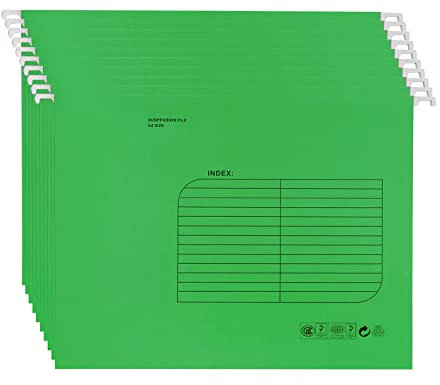Hängemappen A4,25 Stück Hängemappe mit Tabs und Karteneinsätzen für Schule, Zuhause, Büro(Grün)