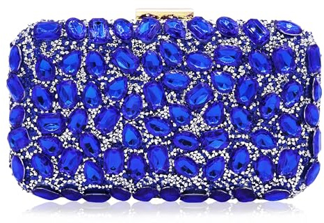 Milisente Clutch-Geldbörse für Damen, Kristall-Clutch, Abendtasche, Edelstein-Clutch, Geldbörse für Hochzeit, formelle Anlässe, Königsblau, Medium