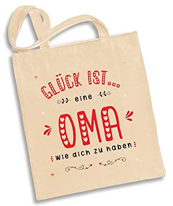 Tassenbrennerei Baumwolltasche mit Spruch Glück ist es eine Oma wie dich zu haben - Einkaufstasche Geschenk für Großmutter