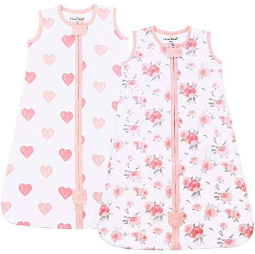 Babyschlafsack aus Bio-Baumwolle 0.5 TOG Sommer Schlafsack 2er-Pack | Atmungsaktiv, leichter Sommerschlafsack aus GOTS- und OEKO-TEX-zertifizierter Bio-Baumwolle für 12–18 Monate von Mama Cheetah