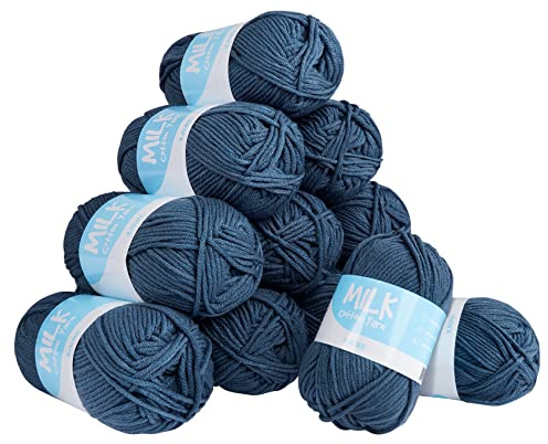 Hilo de ganchillo para bebé, 12 unidades x 50 g/bola, muy suave, 100% acrílico, para principiantes y niños, antipilling, para tejer a mano y hacer ganchillo, ovillo baby fluffy ball (azul océano)