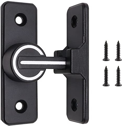 SWZHAI Verrou de porte coulissante à 90 degrés pour porte intérieure, loquet de porte rabattable robuste pour grange, jardin, salle de bain, fenêtre (noir, lumineux)