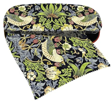 Fridolin 12573 - Brillenetui-Set mit Putztuch, William Morris, Erdbeerdieb | Robustes Brillenetui mit weicher Innenauskleidung, inklusive Mikrofaser-Brillentuch, Motiv Erdbeerdieb von William Morris