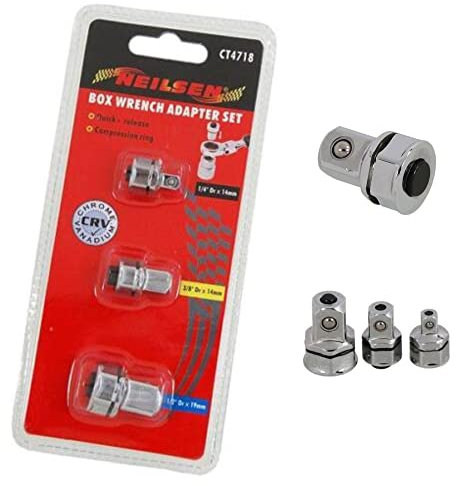 Box Wrench Adapter Set Spanner Gear Ratchet Ring Socket Quick-Release Compression Ring 1/4 3/8 1/2 | 3 pcs