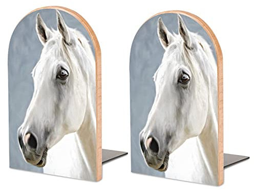 Packung Mit 2 Buchstützen Tier Pferd Rutschfester Bücherständer Aus Holz Bücherregal Bücherhalter Für Home Desk Office Library