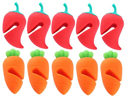 DOITOOL Boil Stoppers Silicone Lid Lifters 10pcs Set, Spill-Proof Pot and Pan Lid Risers with Lovely Carrot Cartoon Design, Easy to Store, for Slow Cooking and Housewarming Gifts
