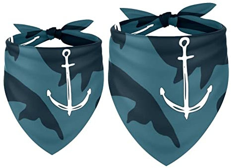 Hundehalstuch, Anker mit Silhouetten von Walen, Mädchen, Jungen, Haustier-Lätzchen, Hundeschal, Halstuch, waschbar, Bandana, Zubehör für kleine, mittelgroße und große Hunde, Welpen, Katzen, Haustiere,
