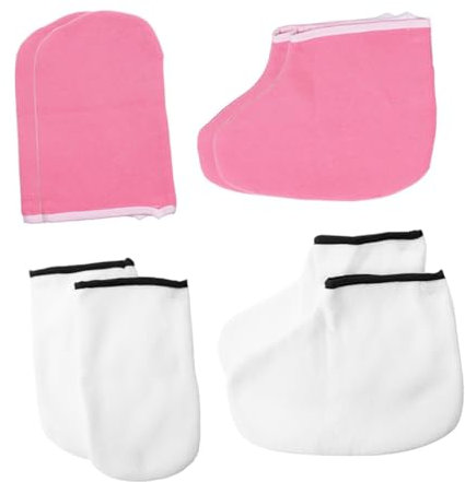 Beaupretty 4paare Peeling Feuchtigkeitshandschuhe Hautpflegehandschuhe Wärmeschutzhandschuhe Keratotherapie-handschuhe Fußabdeckungen Weiß Rosa