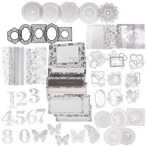 GLOBLELAND 100 Pcs Cadres en Papier Dentelle Noir et Blanc Dentelle Bricolage Kits de Scrapbooking Fournitures de Scrapbooking Cadres de Scrapbooking Vintage Album Photo Scrapbooking Artisanat