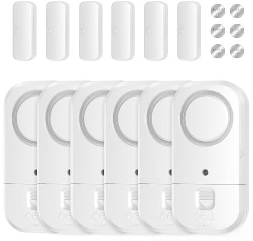 ANKOSHUN Door Window Alarm Sensors - Door Alarms for Kids Safety, Door Alarms for Home Security, for Home, Office, Store, Garage, Dorm Room, Apartment, RV, White, 6 Pack