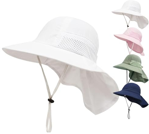 YANWANG Sombrero de Sol de Verano para bebés, protección UPF 50+ Ajustable Sombreros de Playa de ala Ancha para niños, niñas y niños