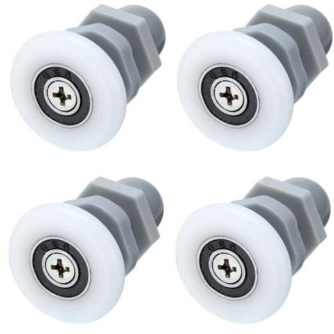 PATIKIL Rotelle per porta della doccia, confezione da 4, colore bianco-grigio, 27 mm, parte di ricambio per porta scorrevole in vetro