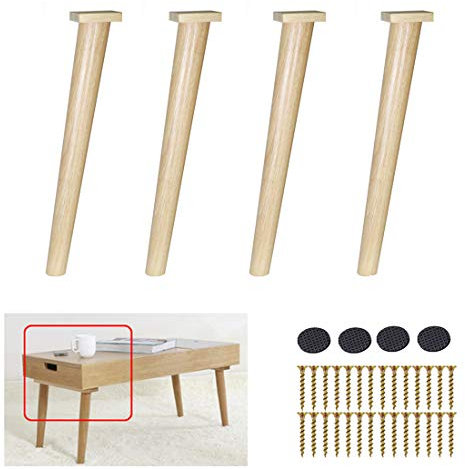 Möbelbeine, 4 Stück, DIY-Möbelbeine, Tischbeine, Schrankbeine Aus Holz, Ersatz-Sofafüße Aus Massivholz, Für Couch, Stuhl, Ottomane, Loveseat, Tisch, Kommode, Konisch, Naturkautschukholz, Holzfarb..