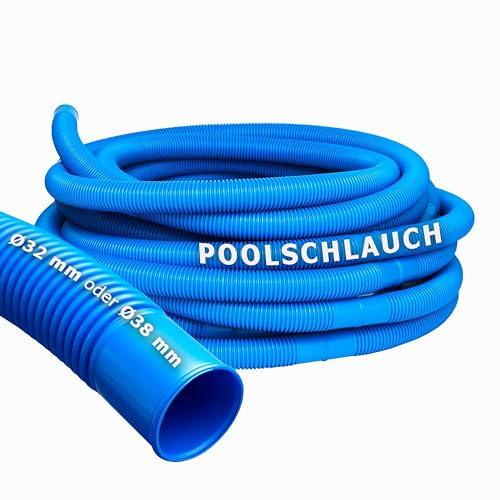 VIALIA Poolschlauch 38mm 3m, Flexibler Ersatzschlauch für Poolpumpe | Alle 1,5m individuell kürzbar, Robuster & knickfester Schwimmbadschlauch aus Polyethylen, Blau