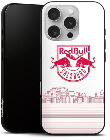 Slim Case extra dünn kompatibel mit Apple iPhone 16 Pro Silikon Handyhülle schwarz Hülle Eishockey Skyline EC Red Bull Salzburg