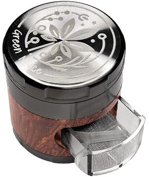 GREEN NOVICE ® Grinder in alluminio con scomparto rimovibile, 4 pezzi, tritatutto per erbe aromatiche, per tabacco, spezie, caffè, erbe aromatiche