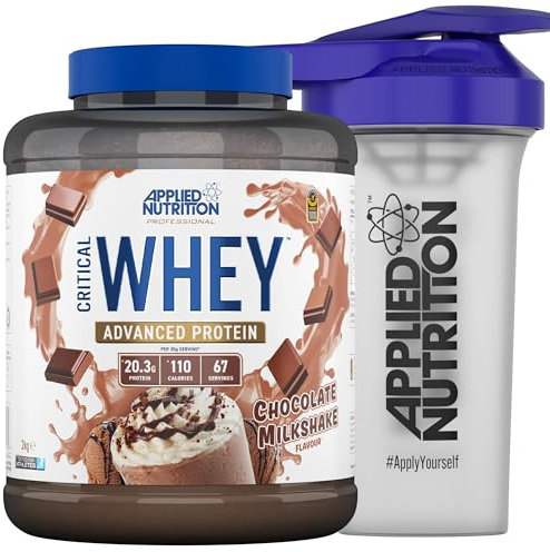 Applied Nutrition Critical Whey Protein Powder 2kg + Plastic Shaker - High Protein Powder, Muscle Building Supplement with BCAAs & Glutamine (2kg - 61 Servings) (Chocolate Milkshake)