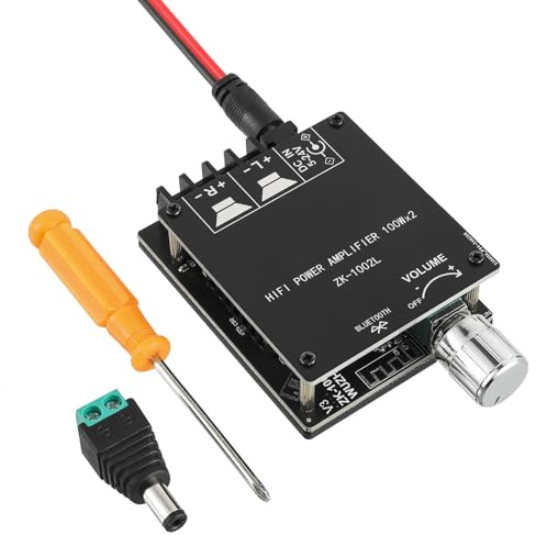 EPLZON Scheda amplificatore Bluetooth da 100 W + 100 W, DC 5-24 V, ingressi BT e AUX, scheda amplificatore stereo a 2.0 canali, modulo amplificatore di potenza audio, per altoparlanti wireless fai da