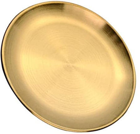 Cabilock Plato De Dorado Bandeja Para Almacenar Comida Para Casa y Restaurantes