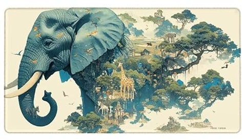Gaming Mouse Pad elephant, giraffe Mouse Mat XXL 23.6X11.8 INCH, Large Desk Mat Gaming Desk Accessories for Improves Speed and Precision, Waterproof Mousepad for Gamers Computer Mouse Mat -1373