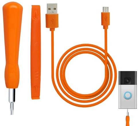 Ring Screwdriver & Charger Cable Set, Double Head Doorbell Screwdriver for Doorbell Replacement Bit Fit, Security Screw Removal and Battery Replaceme for All Doorbells Include Video Doorbell
