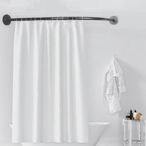 Duschvorhangstange Ohne Bohren L Form, Duschstange Ecke Badewanne Edelstahl Teleskopstange, Ohne Deckenhalterungen, Rostfrei,für Badezimmer, Bekleidungsgesch?ft,(Size:70-95cm x 90-130cm,Color:Schwarz)
