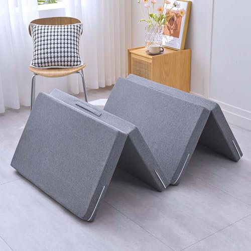 Tragbare Klappmatratze aus weichem Schaumstoff, Einzel-/Doppelbett mit Griff, für Gäste, Camping und Reisen