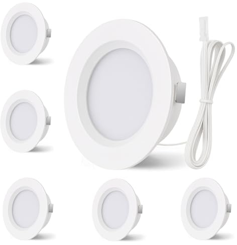 6er Set 12V LED Einbaustrahler Decke Dimmbar 3.5W 330lm Möbel Einbaustrahler 4000K Naturweiß Einbaustrahler LED Ultra Flach Bohrloch 55-58mm und 14mm Flache, IP44