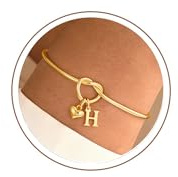 TINGN Armband Damen Gold, 14K Gold Vergoldet Herz Armbänder mit Buchstaben A-Z Verstellbare Armbänder Liebesknoten Armband Personalisierte Geschenke für Frauen Mädchen Freundin Geschenk Schmuck Damen