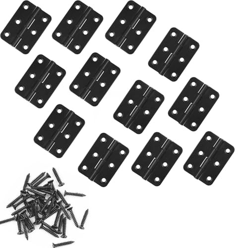 10 pcs Hinges, 2.5 inch Hinges for Wood Black Door Hinges with 60 pcs Hinge Screws for Home Renovation, Barn Doors & Pet Gates