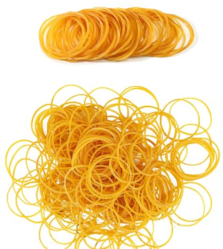 Homiladi Elastic Band | 320Pcs Rubber Bands Heavy Duty for Office & Home | Small Elastic Bands High Elasticity for Bills, Pens, Hair, DIY Craft, Paper, School Supplies (Yellow, 38mm)​